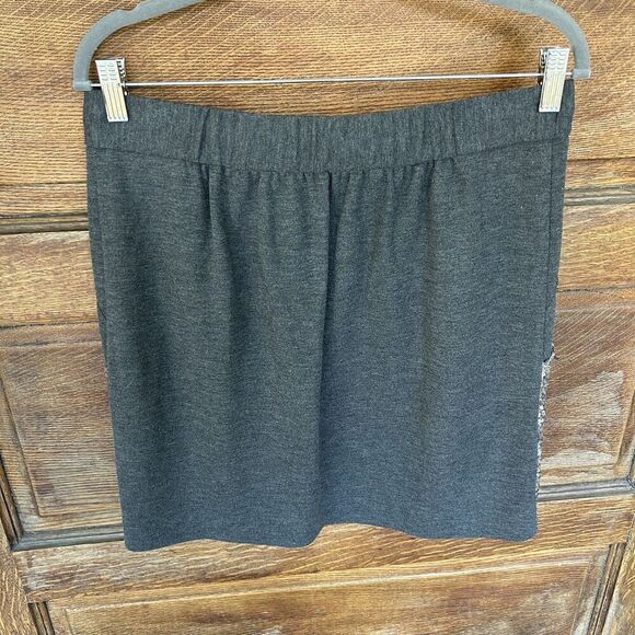 Ann Taylor Silver Sequins Mini Skirt Elastic Waist Charcoal Gray Size Small - Picture 3 of 11
